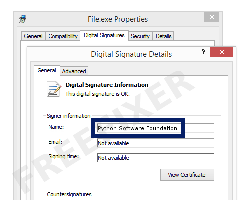 Screenshot of the Python Software Foundation certificate